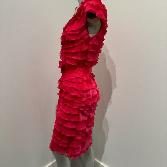 Tadashi Shoji Pink Ruffled Midi Dress - Picture 2 of 3